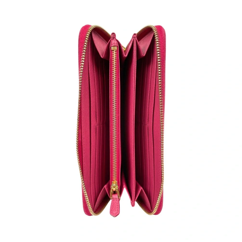 ✨PRADA Peonia Pink Saffiano Leather long Zip Wallet EUC - Picture 7 of 9
